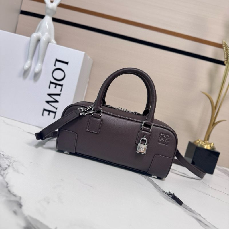 Loewe Amazon 23 Cropped Bag in Calfskin-Dark Chestnut