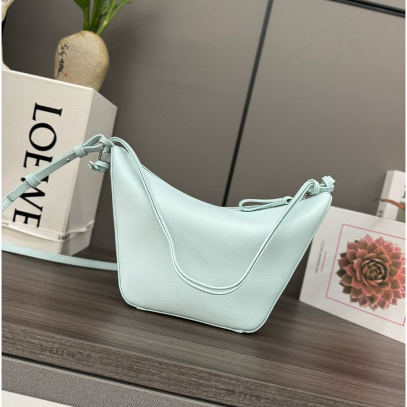 Loewe Mini Hammock Hobo in Classic Calfskin-Frozen blue