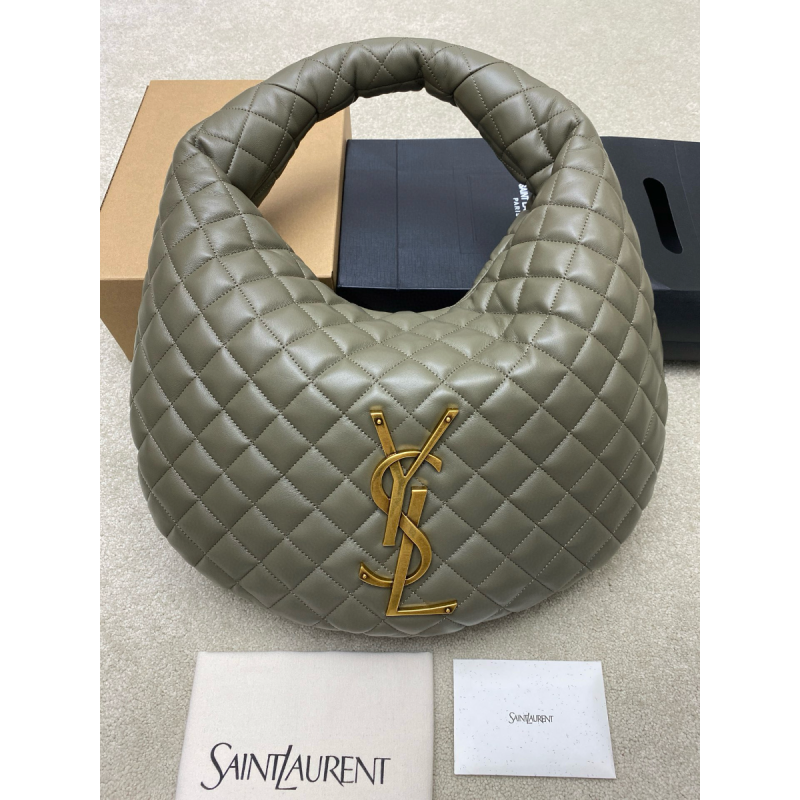 Saint Laurent Icare Medium Hobo in Quilted Nappa-Ash Grey