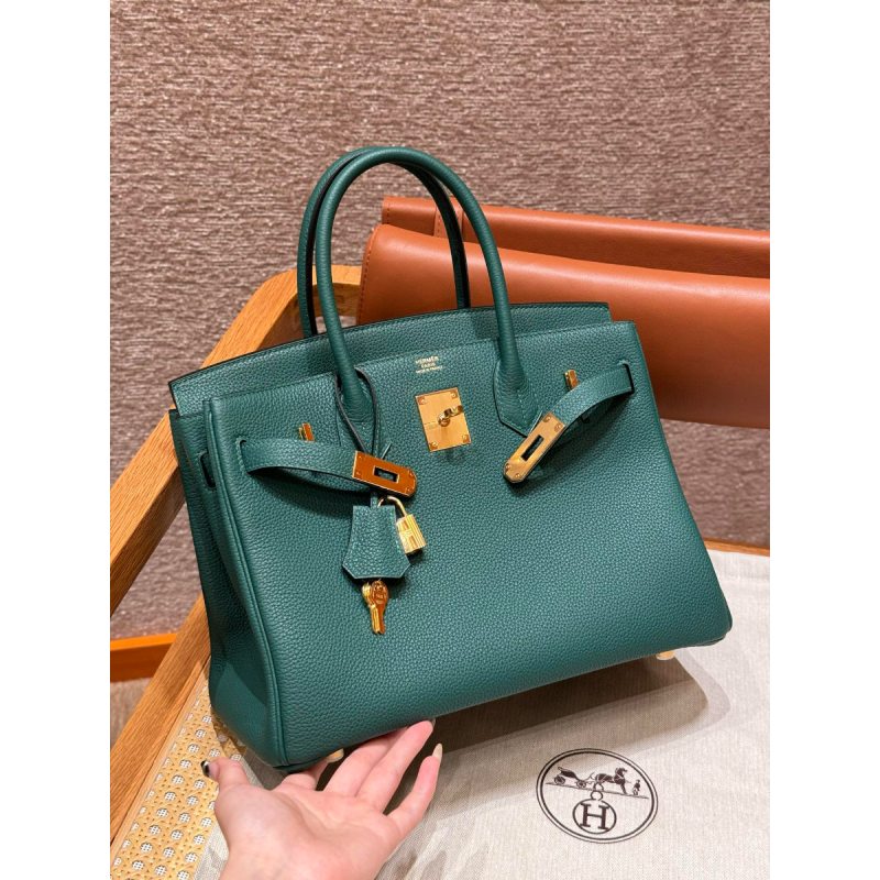 Hermes Birkin 35 Tasche Togo Leder-Malachite