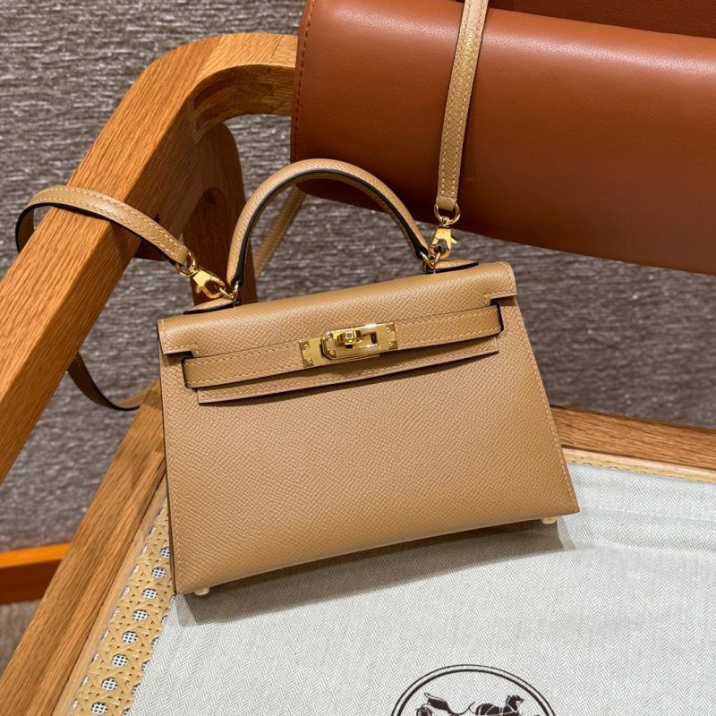 Hermes Mini Kelly in Epsom leather-Beige