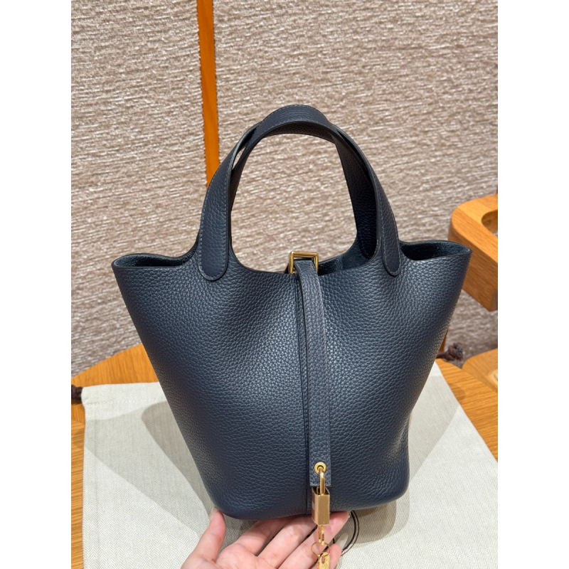Hermes Tasche Picotin Lock 18/22- Blue Niut