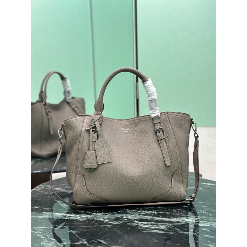 Große Prada Tote Bag aus Leder-Grey