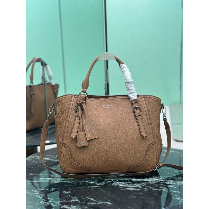 Große Prada Tote Bag aus Leder-Caramel