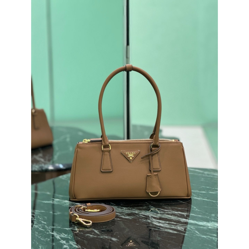 Mittelgroße Prada Galleria Tasche aus Leder-Caramel