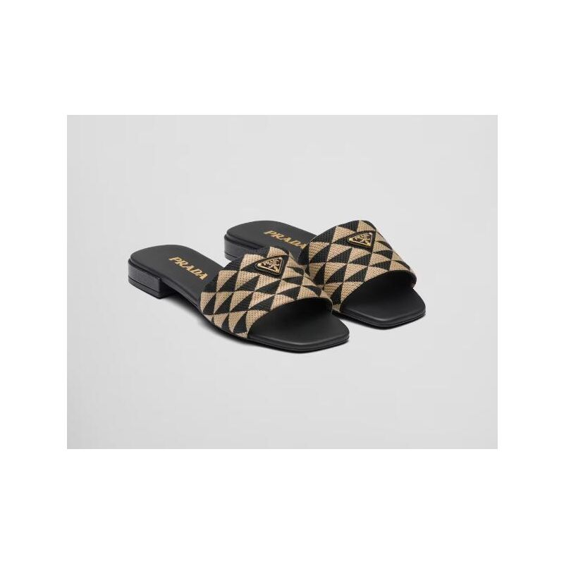 Prada Embroidered fabric slides,  35-41