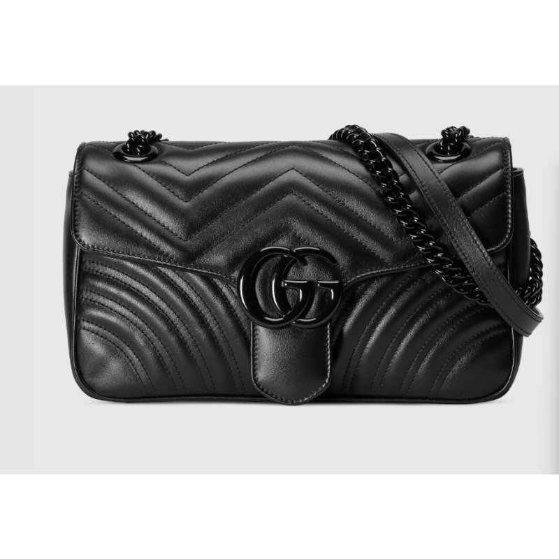 Gucci GG marmont Small Shoulder Bag- Light Grey leather 