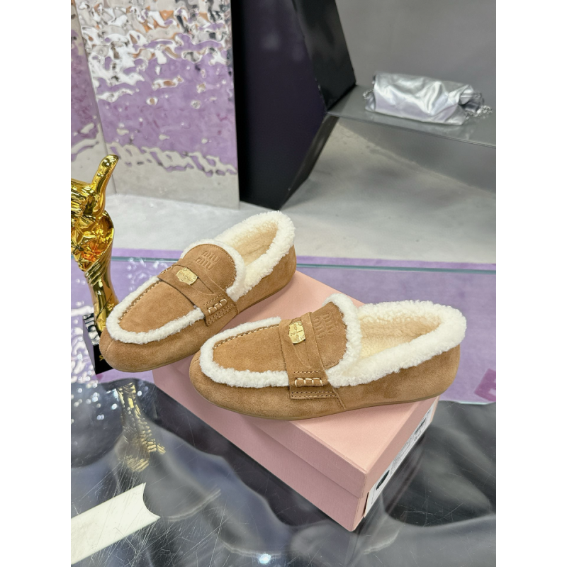 Miu Miu Suede and Shearling loafers