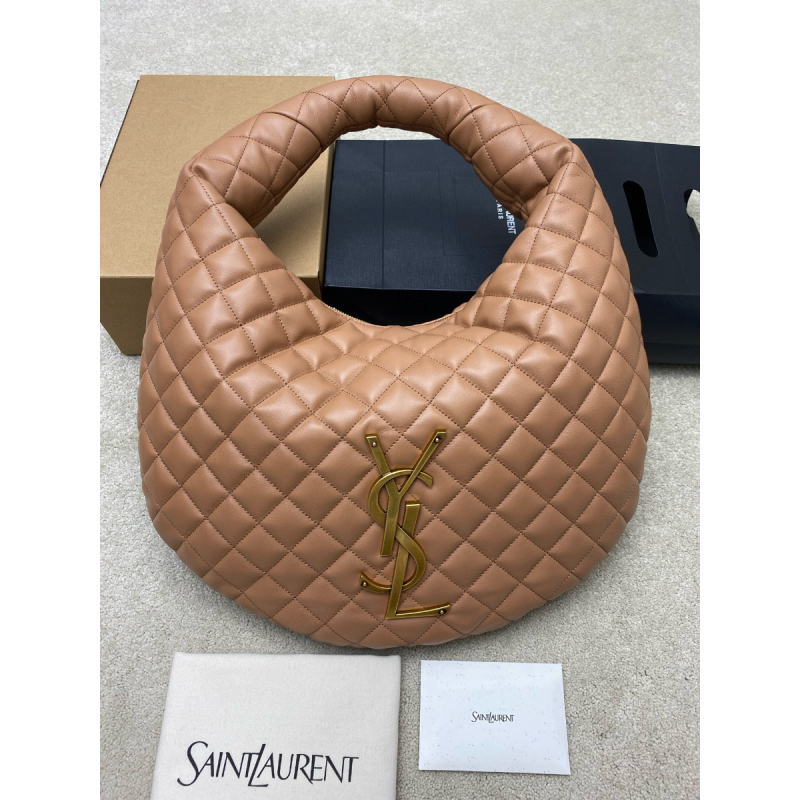 Saint Laurent Icare Medium Hobo in Quilted Nappa-Nude Pink
