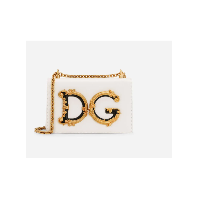Dolce Gabbana Nappa Leather DG Girls Shoulder Bag-White