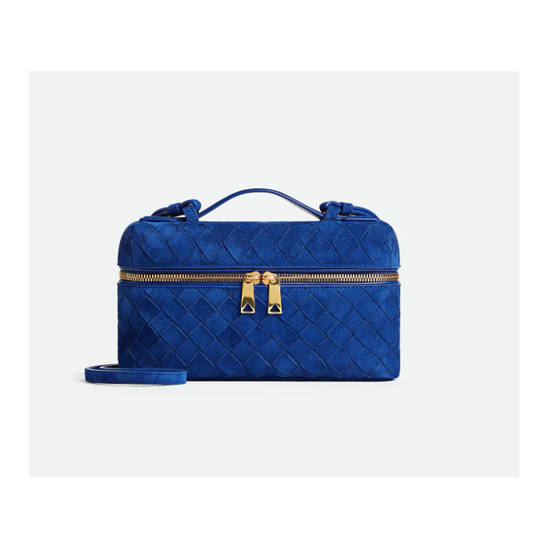 Blue Royal Intrecciato Suede Bang Bang Vanity Case 