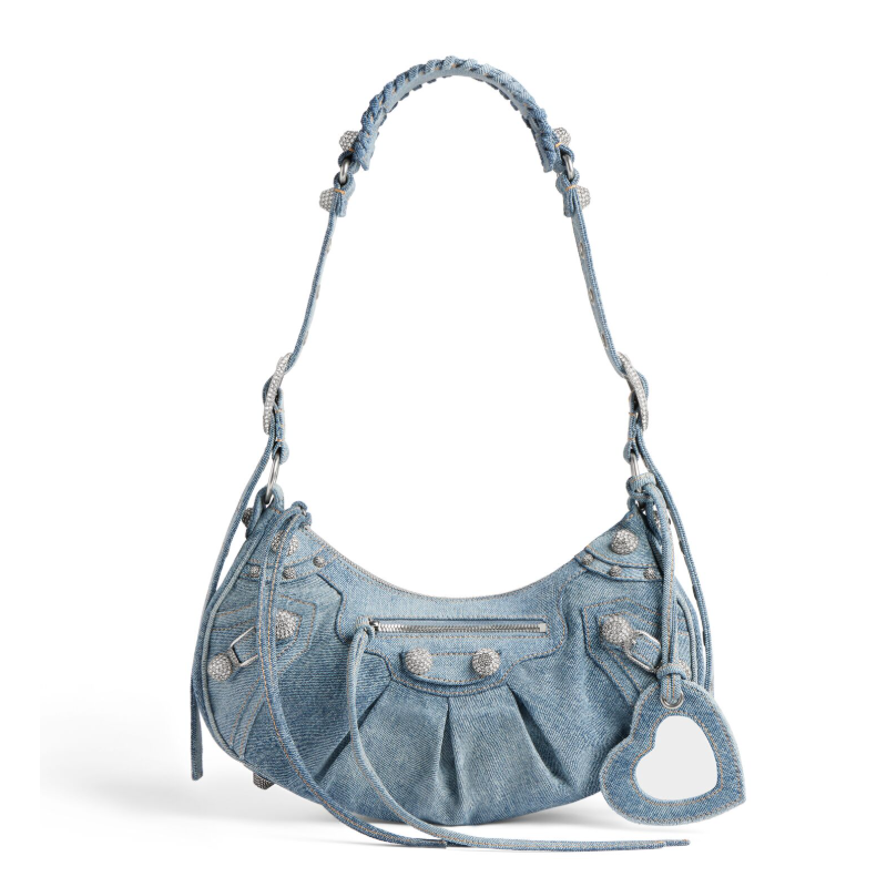 Balenciaga Le Cagole Schultertasche Klein Mit Strass in Blau