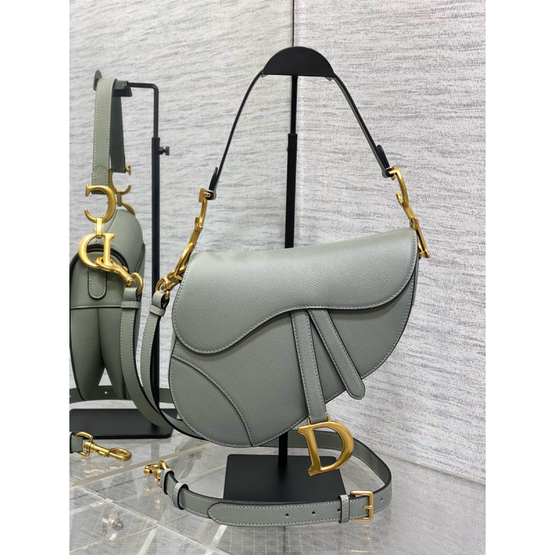 Dior Saddle Bag with strap-Stone grey