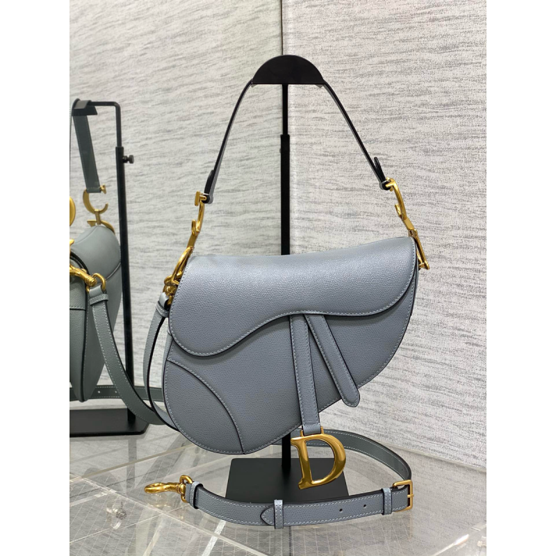 Dior Saddle Bag with strap-Blue brume